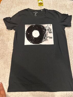 Black Sequin Donut Graphic Tee - Unknown Brand